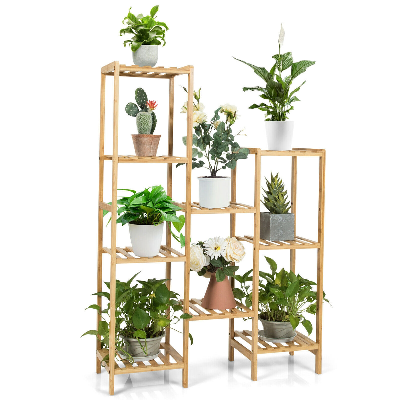 9/11-Tier Bamboo Plant Stand for Living Room Balcony Garden - Gallery View 4 of 10