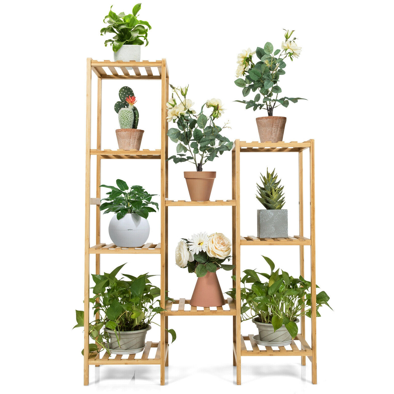 9/11-Tier Bamboo Plant Stand for Living Room Balcony Garden - Gallery View 8 of 10