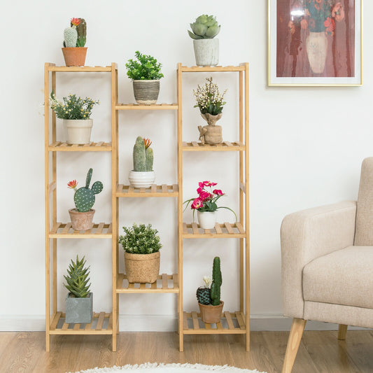 9/11-Tier Bamboo Plant Stand for Living Room Balcony Garden-11-Tier, Natural Plant Stands 11-Tier at Gallery Canada