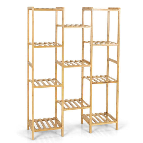 9/11-Tier Bamboo Plant Stand for Living Room Balcony Garden-11-Tier, Natural