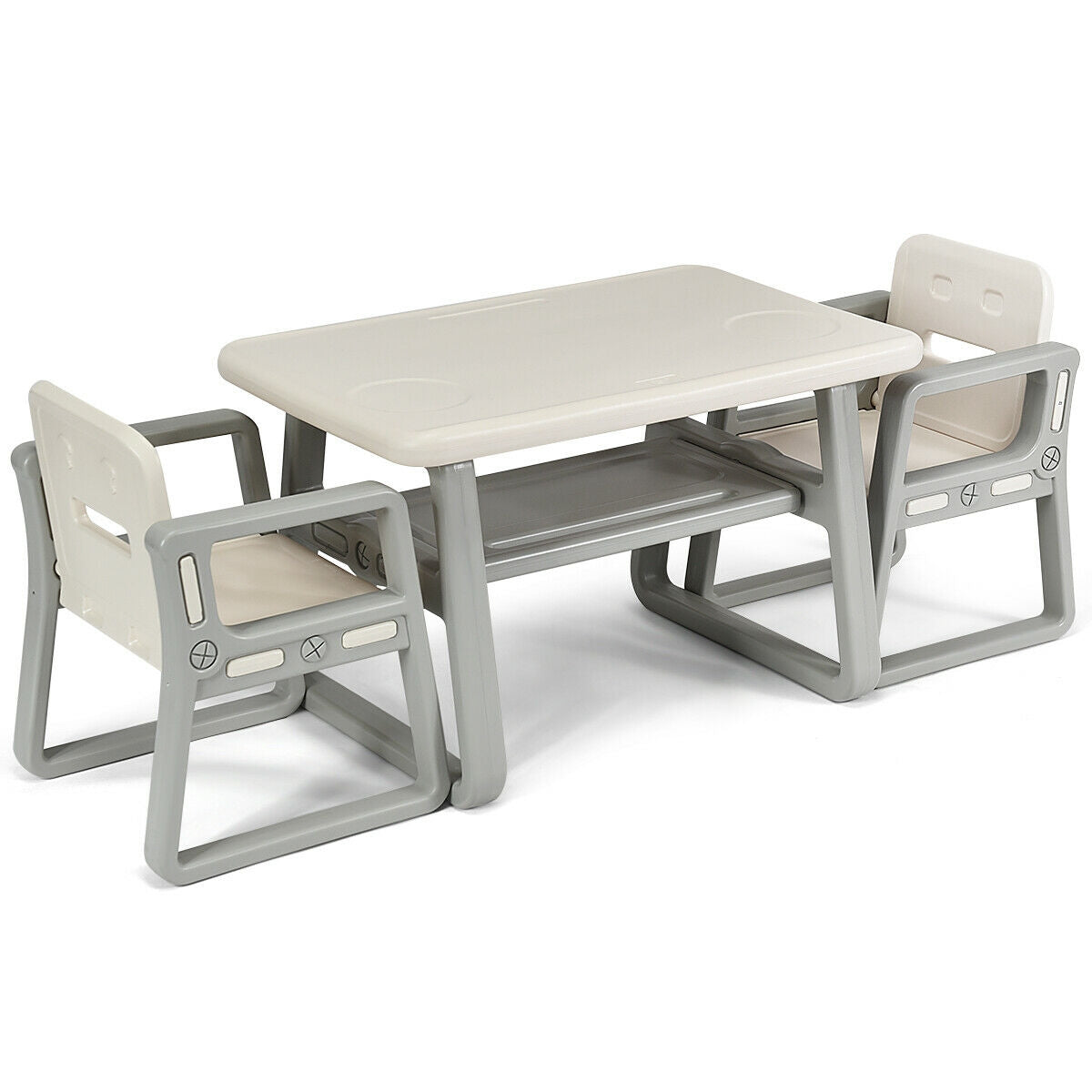 Kids Table and 2 Chairs Set with Storage Shelf, White Kids Chairs & Seating White at Gallery Canada