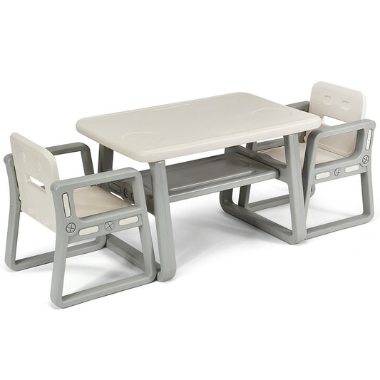 Kids Table and 2 Chairs Set with Storage Shelf, White Kids Chairs & Seating White at Gallery Canada
