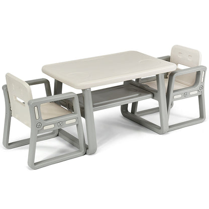 Kids Table and 2 Chairs Set with Storage Shelf, White Kids Chairs & Seating at Gallery Canada