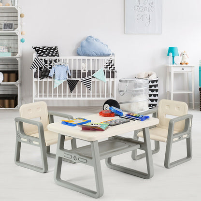 Kids Table and 2 Chairs Set with Storage Shelf, White Kids Chairs & Seating at Gallery Canada