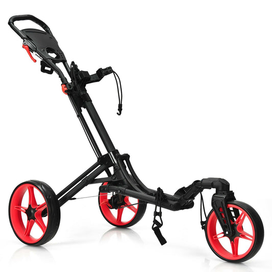 Folding Golf Push Cart with Scoreboard Adjustable Handle Swivel Wheel, Red at Gallery Canada