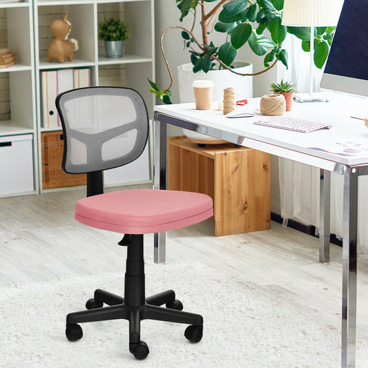 Armless Computer Chair with Height Adjustment and Breathable Mesh for Home Office, Pink - Gallery Canada