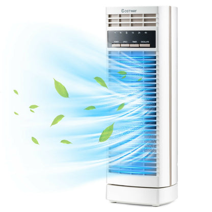 14 Inch Mini Oscillating Tower Fan, 3 Speed Timer, White Fans at Gallery Canada