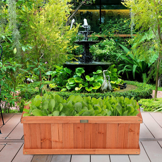 Wooden Decorative Planter Box for Garden Yard and Window, Brown Raised Garden Beds Brown at Gallery Canada