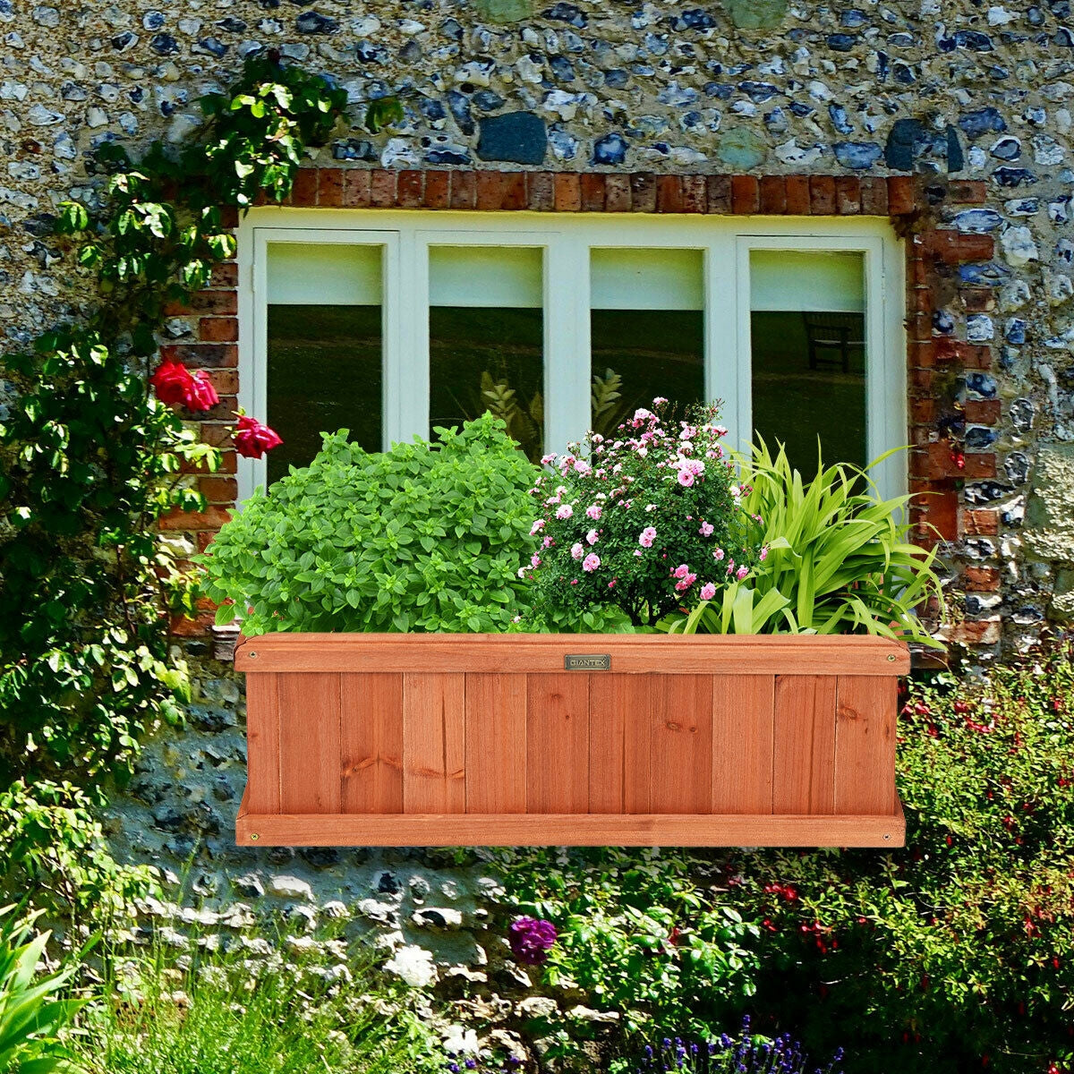 Wooden Decorative Planter Box for Garden Yard and Window, Brown Raised Garden Beds at Gallery Canada