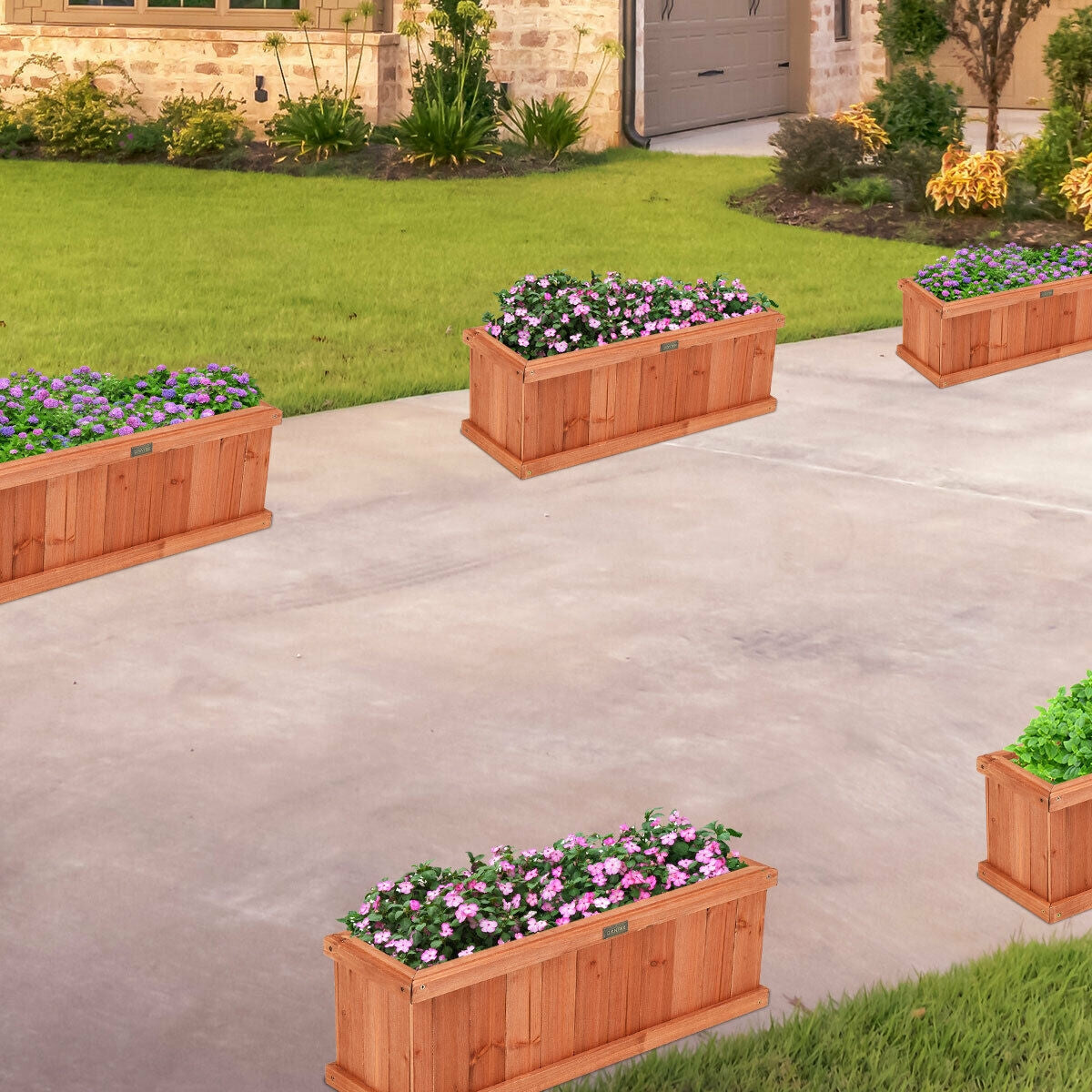 Wooden Decorative Planter Box for Garden Yard and Window, Brown Raised Garden Beds at Gallery Canada