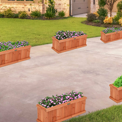 Wooden Decorative Planter Box for Garden Yard and Window, Brown Raised Garden Beds at Gallery Canada
