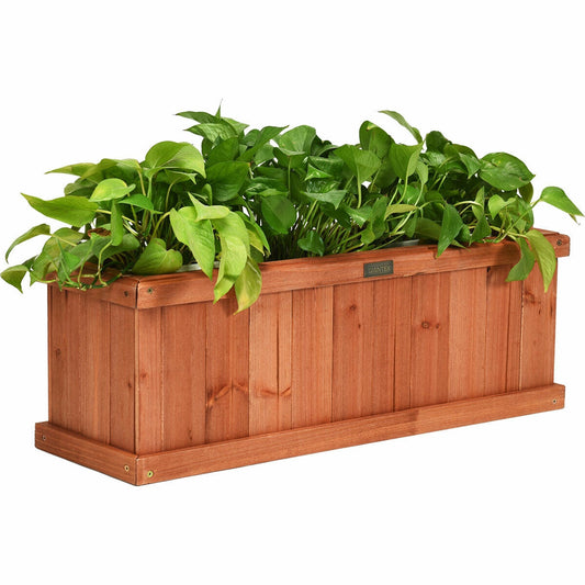 Wooden Decorative Planter Box for Garden Yard and Window, Brown Raised Garden Beds Brown at Gallery Canada