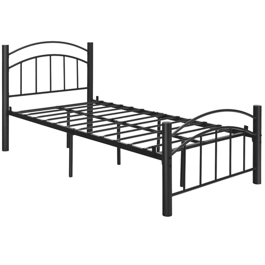 Modern Platform Bed with Headboard and Footboard-Twin size, Black - Gallery Canada