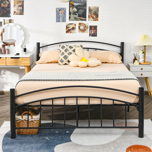 Modern Platform Bed with Headboard and Footboard-Queen Size, Black - Gallery Canada