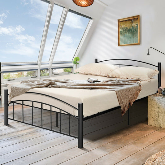 Modern Platform Bed with Headboard and Footboard-Full Size, Black - Gallery Canada