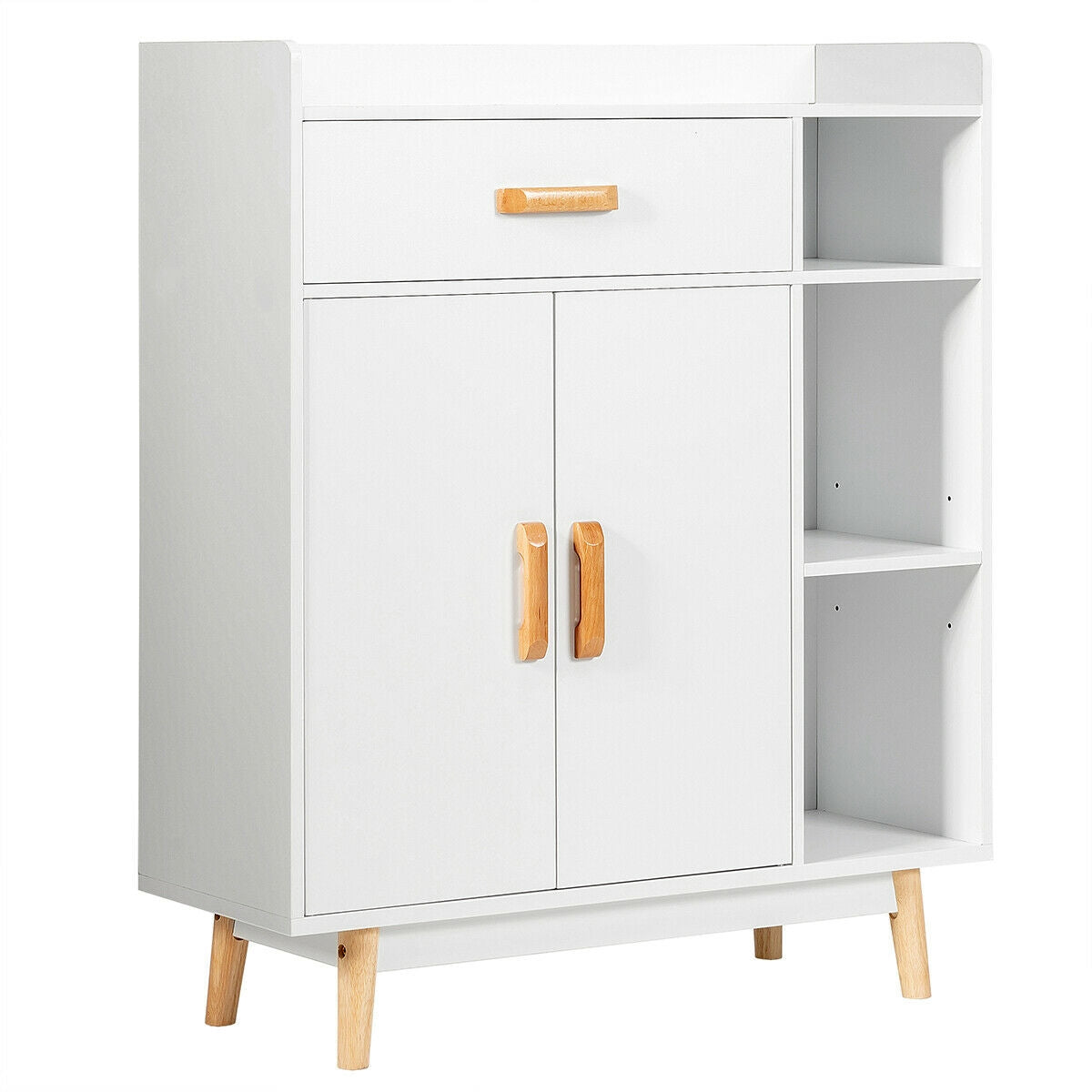 Floor Storage Cabinet, Free Standing Cupboard Chest, White