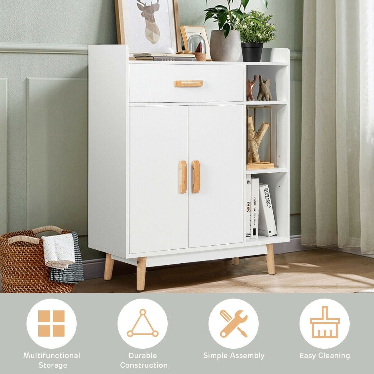 Floor Storage Cabinet Free Standing Cupboard Chest, White Cabinets & Chests at Gallery Canada