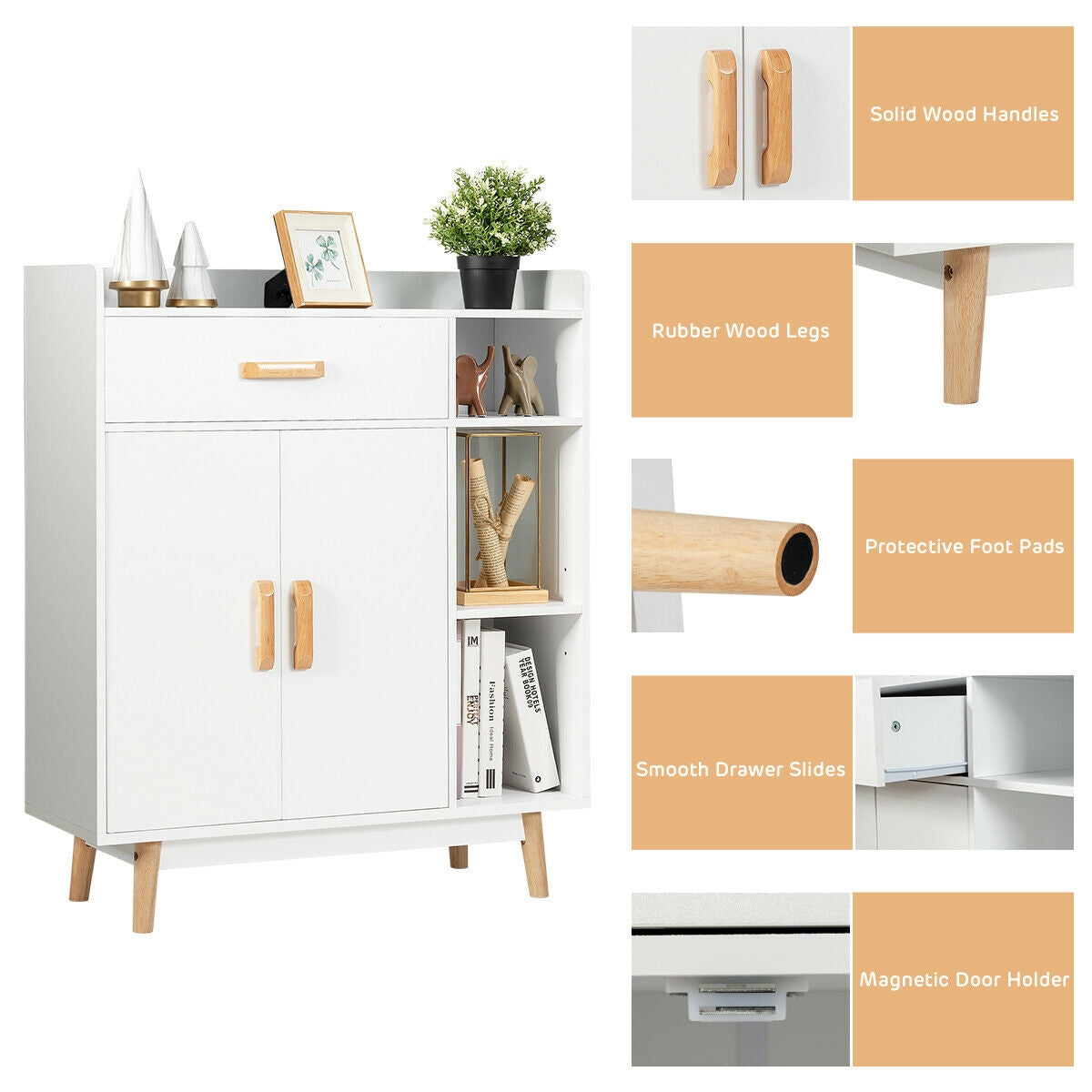 Floor Storage Cabinet Free Standing Cupboard Chest, White Cabinets & Chests at Gallery Canada
