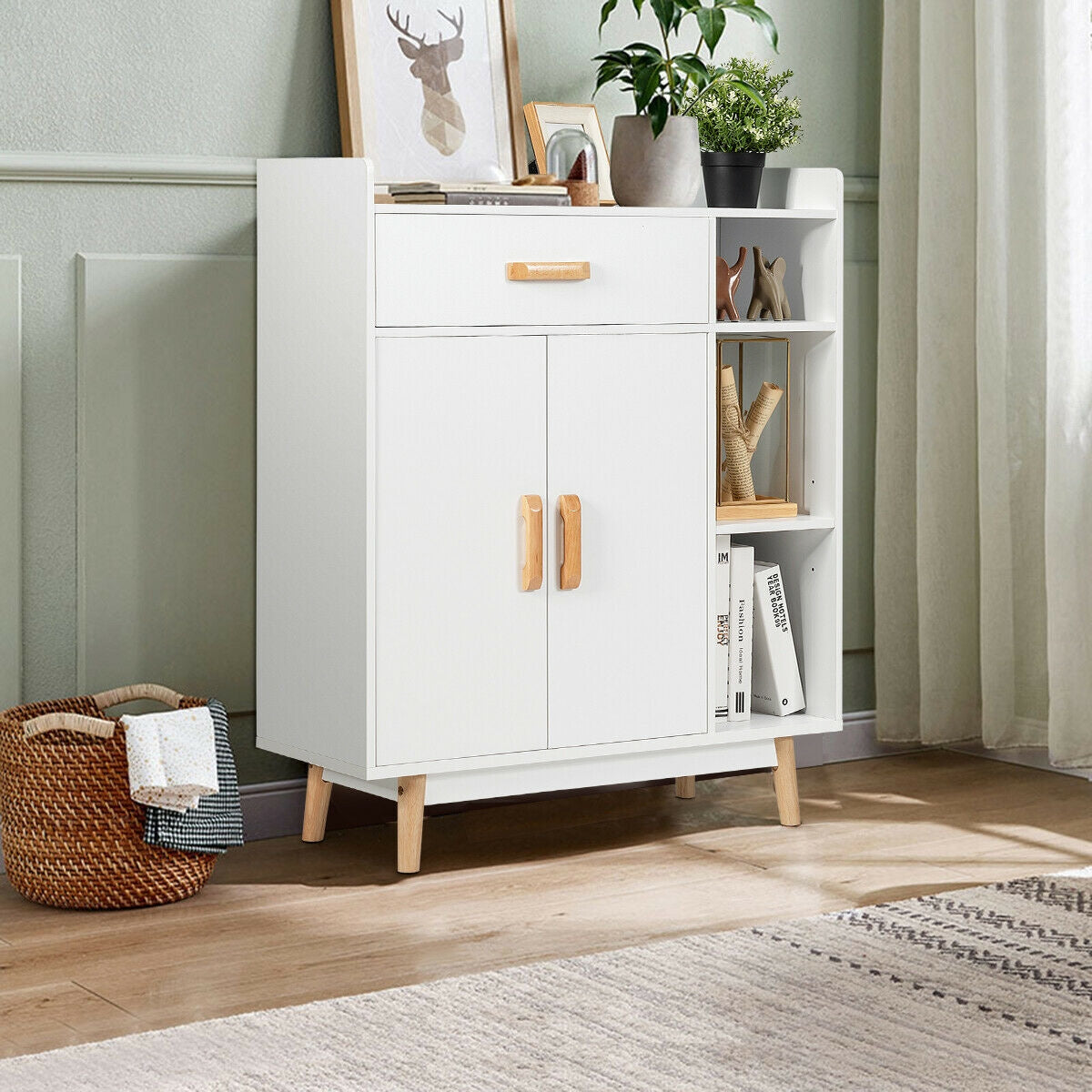 Floor Storage Cabinet Free Standing Cupboard Chest, White Cabinets & Chests at Gallery Canada