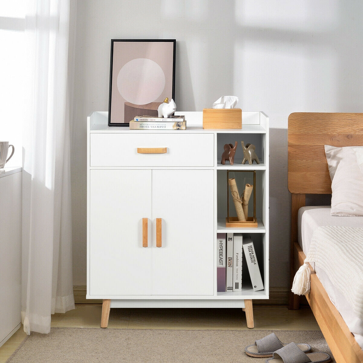 Floor Storage Cabinet Free Standing Cupboard Chest, White Cabinets & Chests at Gallery Canada