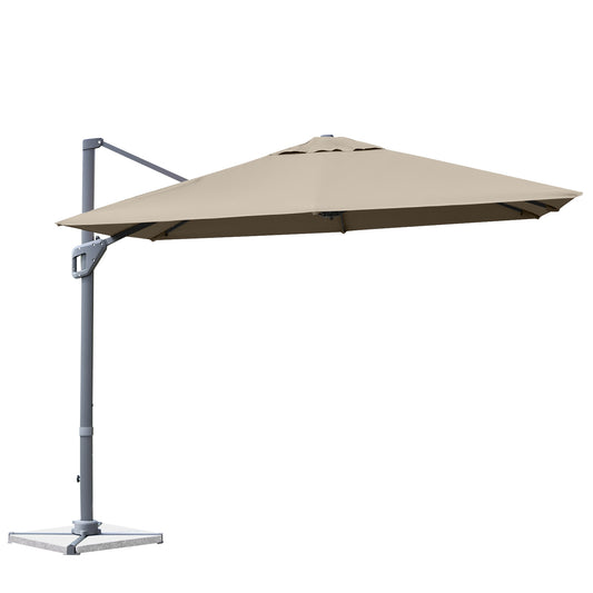 10x10 Feet Patio Cantilever Umbrella, Aluminum 360-Degree Rotation Tilt, Coffee