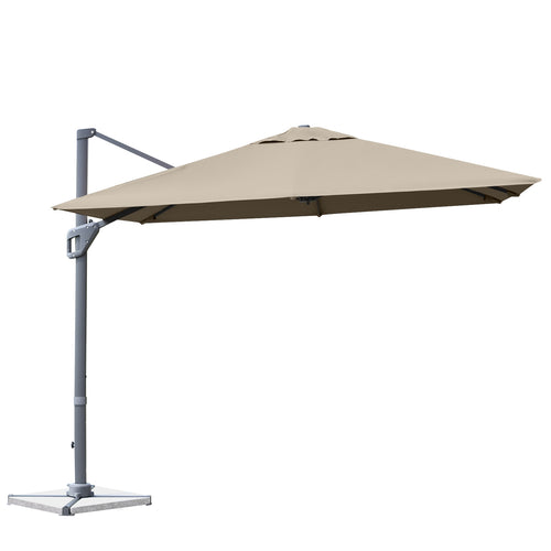 10x10 Feet Patio Cantilever Umbrella, Aluminum 360-Degree Rotation Tilt, Coffee