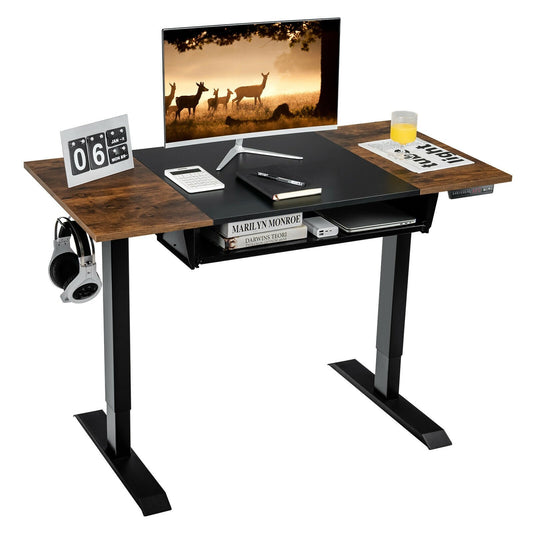 48 Inch Electric Sit to Stand Desk with Keyboard Tray, Black - Gallery Canada