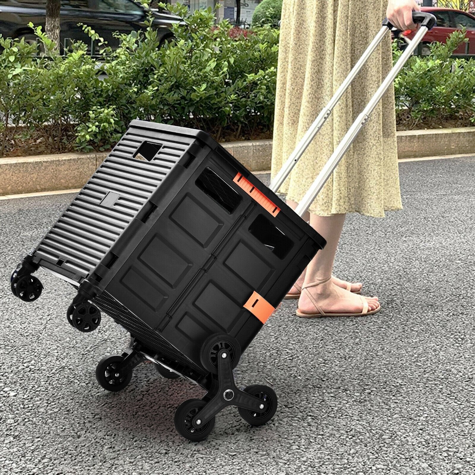 Foldable Utility Cart for Travel and Shopping, Black at Gallery Canada