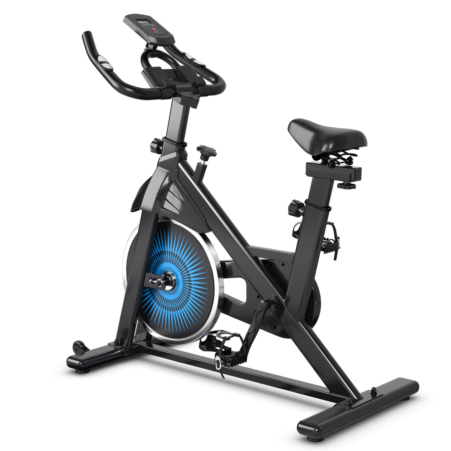 Indoor Silent Belt Drive Adjustable Resistance Cycling Stationary Bike, Blue Exercise Bikes Blue at Gallery Canada