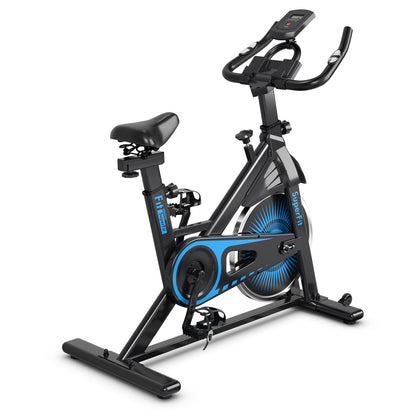 Indoor Silent Belt Drive Adjustable Resistance Cycling Stationary Bike, Blue Exercise Bikes at Gallery Canada