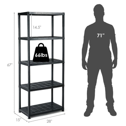 5-Tier Storage Shelving Freestanding Heavy Duty Rack in Small Space or Room Corner, Black - Gallery Canada