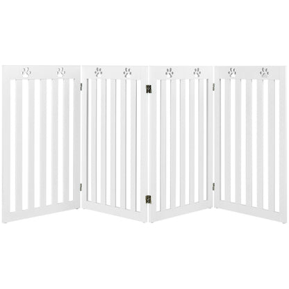 36 Inch Folding Wooden Freestanding Pet Gate  with 360° Hinge, White - Gallery Canada