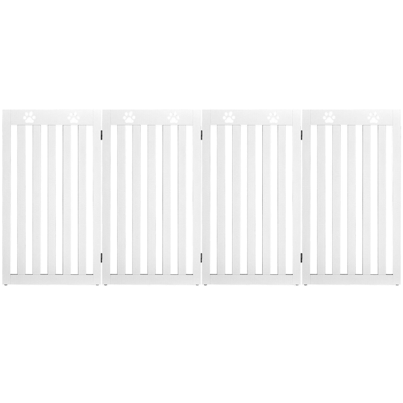36 Inch Folding Wooden Freestanding Pet Gate  with 360° Hinge, White - Gallery Canada