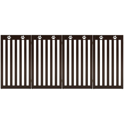 36 Inch Folding Wooden Freestanding Pet Gate  with 360° Hinge, Dark Brown at Gallery Canada