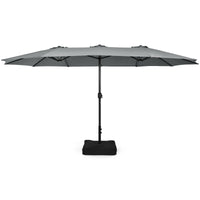 Thumbnail for 15 Feet Double-Sided Twin Patio Umbrella with Crank and Base Coffee in Outdoor Market - Gallery View 8 of 11
