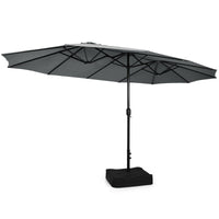 Thumbnail for 15 Feet Double-Sided Twin Patio Umbrella with Crank and Base Coffee in Outdoor Market - Gallery View 7 of 11