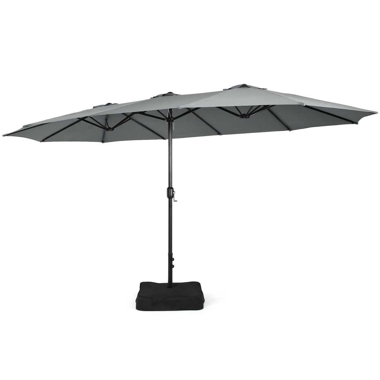 15 Feet Double-Sided Twin Patio Umbrella with Crank and Base Coffee in Outdoor Market - Gallery View 1 of 11