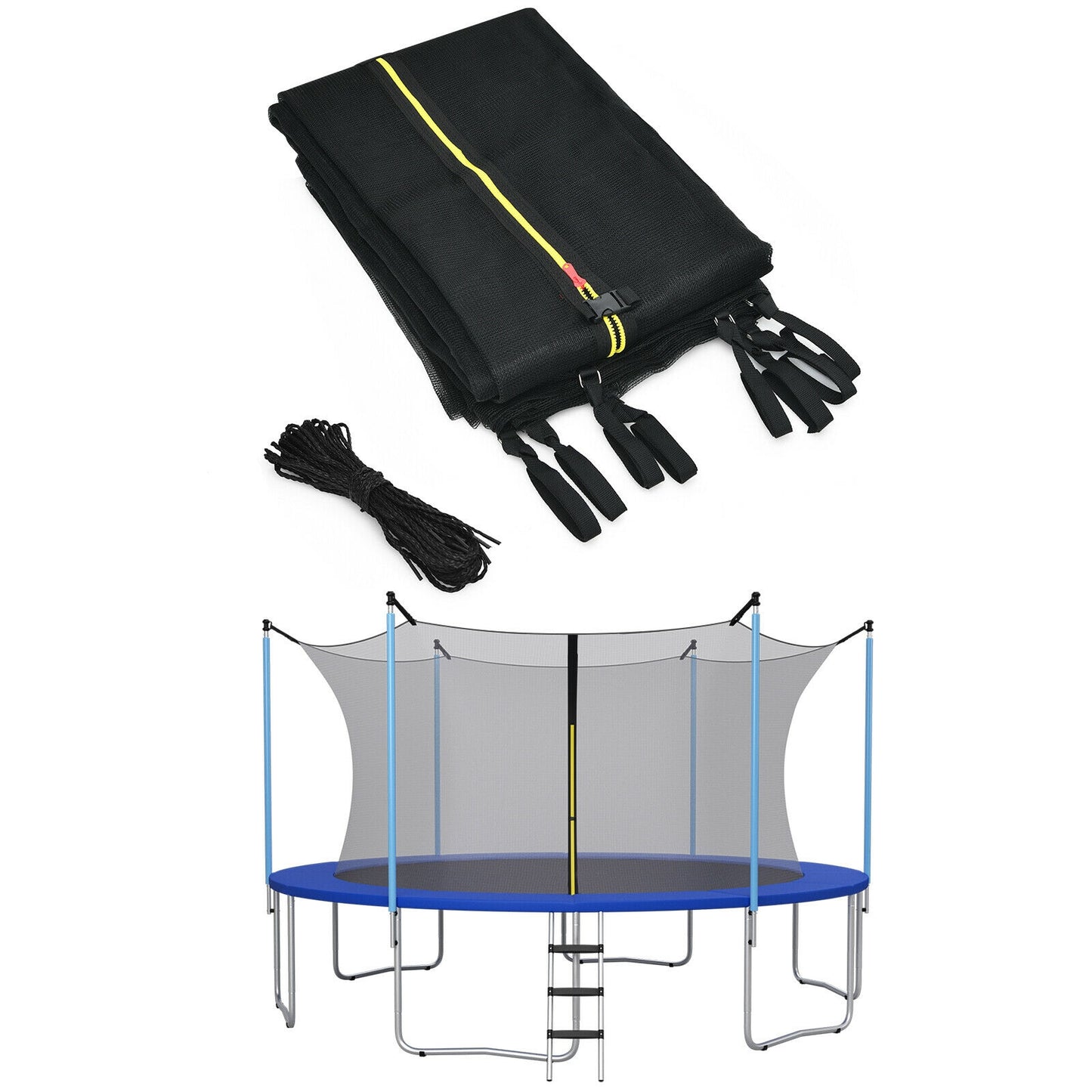 16Ft Weather-Resistant Trampoline Safety Enclosure Net, Black Trampoline Accessories Black at Gallery Canada