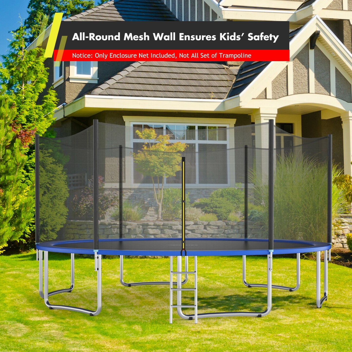 Trampoline Safety Replacement Protection Enclosure Net-15 ft, Black Trampoline Accessories at Gallery Canada