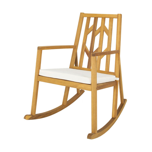 Acacia Wood Rocking Chair Sofa With Armrest, Cushion, White Patio Rocking Chairs & Gliders White at Gallery Canada