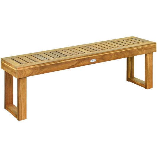 52 Inch Acacia Wood Dining Bench with Slatted Seat, Brown Outdoor Benches Brown at Gallery Canada