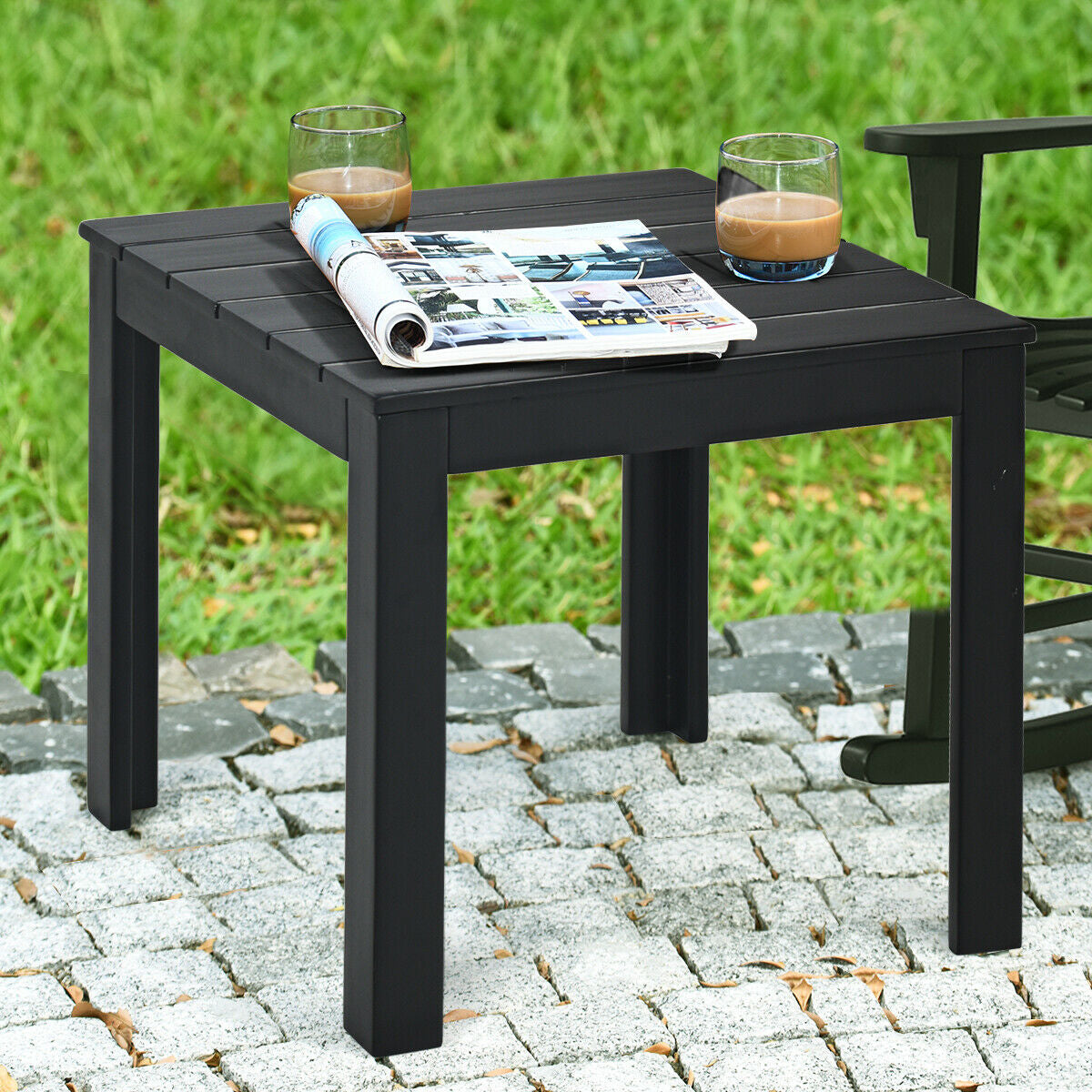 Wooden Square Patio Coffee Bistro Table - Gallery View 2 of 12