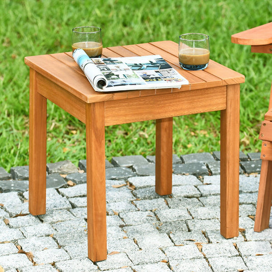 Wooden Square Patio Coffee Bistro Table, Natural - Gallery Canada
