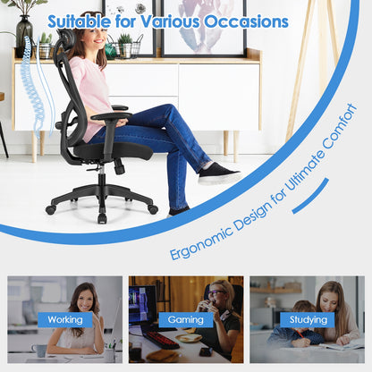 High Back Mesh Executive Chair with Adjustable Lumbar Support, Black Ergonomic Chairs at Gallery Canada