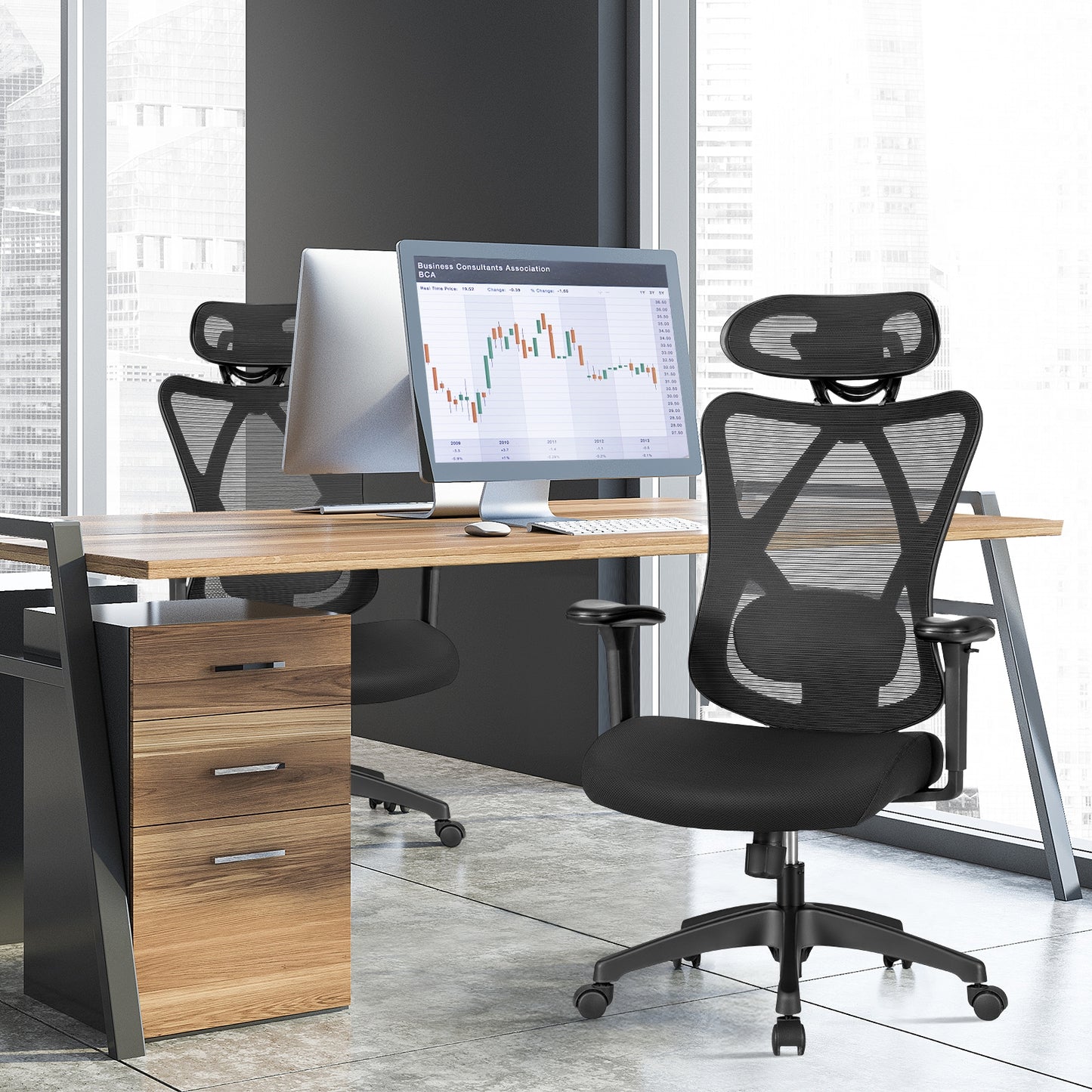 High Back Mesh Executive Chair with Adjustable Lumbar Support, Black Ergonomic Chairs at Gallery Canada