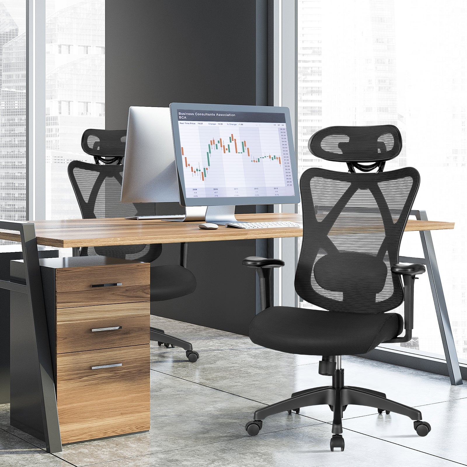 High Back Mesh Executive Chair with Adjustable Lumbar Support, Black Ergonomic Chairs at Gallery Canada