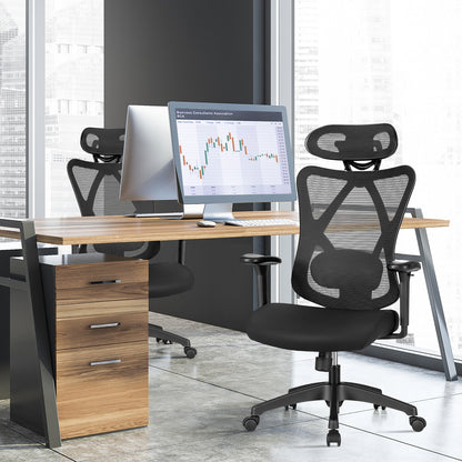 High Back Mesh Executive Chair with Adjustable Lumbar Support, Black Ergonomic Chairs at Gallery Canada