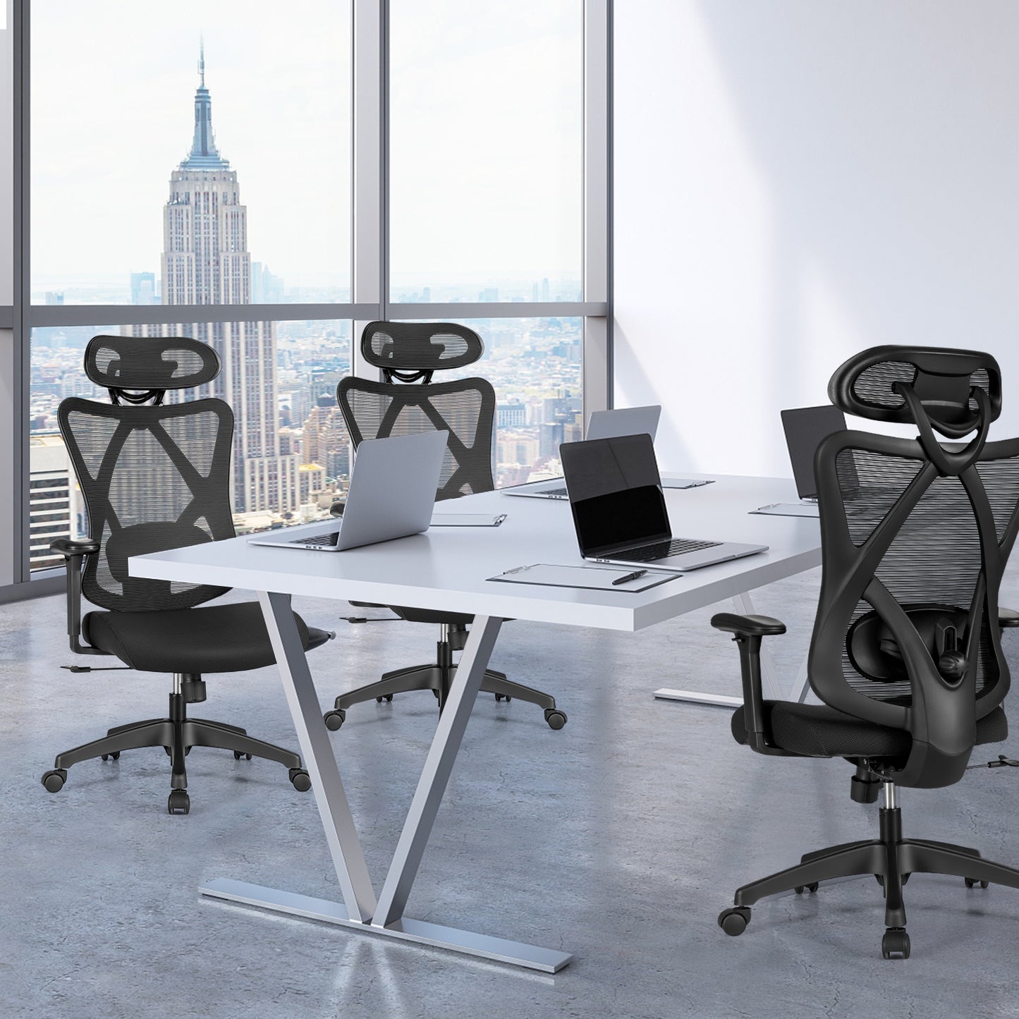 High Back Mesh Executive Chair with Adjustable Lumbar Support, Black Ergonomic Chairs at Gallery Canada