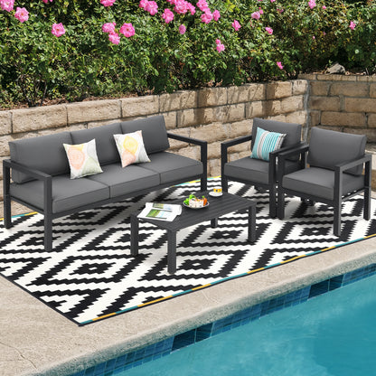 4 Piece Outdoor Furniture Set, Gray Patio Conversation Sets at Gallery Canada