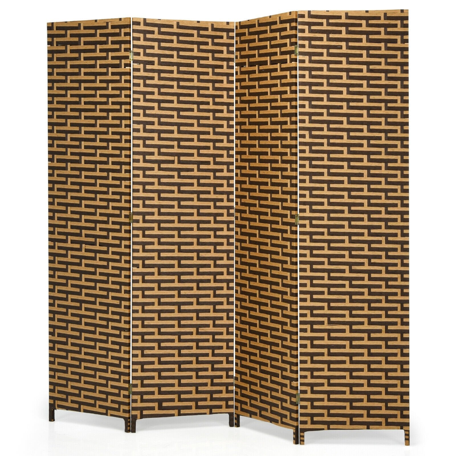 4 Panel Folding Privacy Partition Room Divider with Rustproof Hinge, Yellow at Gallery Canada